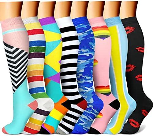 CHARMKING Compression Socks for Women & Men Circulation (6 Pairs) 15-20 mmHg is Best Support for Athletic Running,Cycling, Size S/M