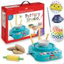 Faber-Castell Pottery Studio: Create Your Own Pottery Designs with Kid-Friendly Pottery Wheel, Air-Dry Clay, Paints, Sculpting Tools & Step-by-Step Instructions for Kids (Ages 8+)