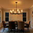 9MMML Farmhouse 8-Light Glass Chandelier, Modern Black and Gold Chandelier for Kitchen Dining Room Light Fixture Over Table, Industrial Chandelier for Living Room, Foyer, Entryway, E26 Bulb Base, 31.5"