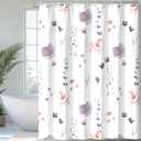 QiyI Watercolor Floral Shower Curtain with Hooks, 72 x 72, Dusky Purple, 72L x 72W inches