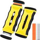 DEKEones Razor Blade Scraper, 2 Pack 2-in-1 Scraper Tool with 5Pcs Plastic Blades and 5 Pcs Metal Blades, Multifunctional Cleaning Razor Scraper for Stickers, Decals, Cooktop, Oven（Yellow）2 Pack