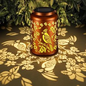 Red Bird Solar Lanterns Outdoor Waterproof Garden Decor Birthday Gifts for Women Mom Grandma Hanging Lights Metal Decoration Outside for Yard, Patio,Backyard,Porch