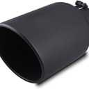 LCGP 5" Inlet 8" Outlet 15" Long Rolled End Angle Cut Bolt On Exhaust Tip Tail Pipe. Black Powder Coated.