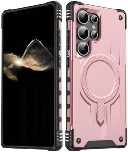 for Samsung Galaxy S25 Ultra Case.Hard Phone Cover with Strong Magnetic Heavy Duty Protection.Reinforcement of The Four Corners.Anti-Slip Anti-Fingerprint (Rose Gold, S25 Ultra), Pack of 2