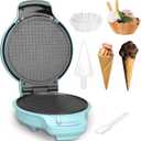 Baker's Friend Waffle Cone Maker Machine with Browning Control, 7.5” Ice Cream Cone Maker, Cone Roller & Bowl Press Included,Thin Waffle Maker Crispy, Nonstick Waffle Bowl Maker,Aqua