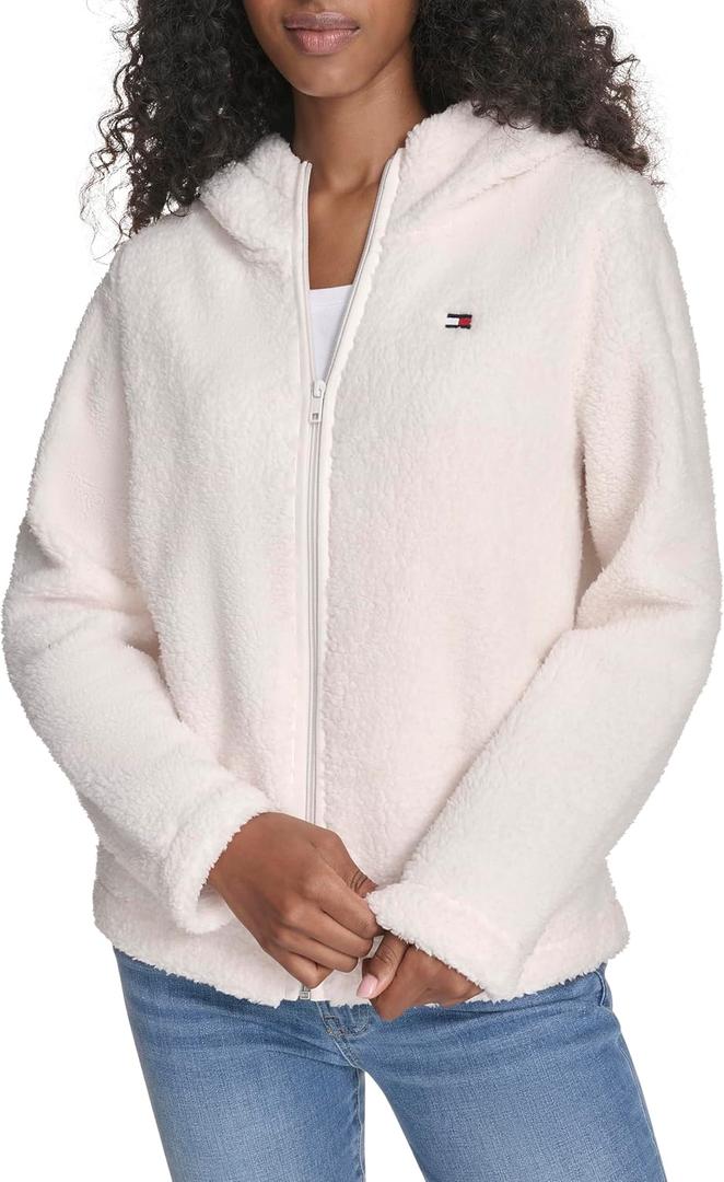 Tommy Hilfiger Women's Zipper Hoodie Sherpa Fuzzy Jacket XS