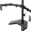 monTEK Stable Freestanding Dual Monitor Stand for 1732 Computer Screens, Heavy-Duty Desk Mount with 22 lbs per Arm, Fully Adjustable Brackets and Arms, Solid V-Shaped Base, VESA 100x100mm Max (Horizontal), Matte Black