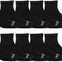 Fruit of the Loom Boys' Dual Defense Ankle Socks (10 Pack) (7-8.5, Black)