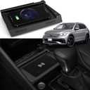 Wireless Car Charger for VW Tiguan 2022 2021 2020 2019 2018, 15W Fast Charging Phone Charger Pad Center Console Accessory with QC3.0 USB Port for iPhone 12/13/13 Pro Galaxy S22/S21