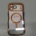 GVIEWIN for iPhone 17 Pro Max Case [Compatible with MagSafe][Upgraded Full Camera Protection][Cute Wave Frame] Glossy Slim Shockproof Protective Magnetic Phone Case for 17 Pro Max 6.9'', Clear/Orange