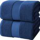 Infinitee Xclusives Luxury Bath Sheets Towels  2 Pack 600 GSM (35X70 Inches) 100% Ring Spun Cotton Large Bath Towels for Bathroom (Tranquil Navy, Bath Sheet Pack of 2)