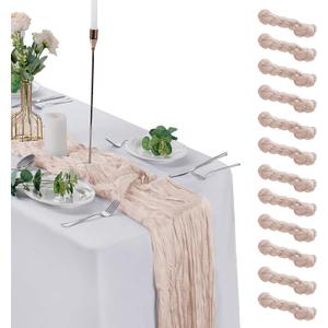 12 Pack Cheesecloth Table Runner 9ft,17 x 108 inch Gauze Table Runner Rustic Romantic Wedding Runner for Wedding Bridal Shower Fall Decoration,Terracotta