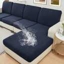 NAISI Waterproof Couch Cushion Covers Thick Velvet Fabric Washable Sofa Slipcovers Sectional Couch Covers for 3 Pieces Separate L Shape Couch Cover with Elastic Bottom(2 Seater + 1 Chaise,Navy)
