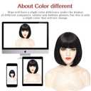 YBYMCAI Black Bob Wigs For Women Short Black Bob Wig With Bangs Straight Bob Bangs Wig 10 Inch Natural Looking For Daily Party Use