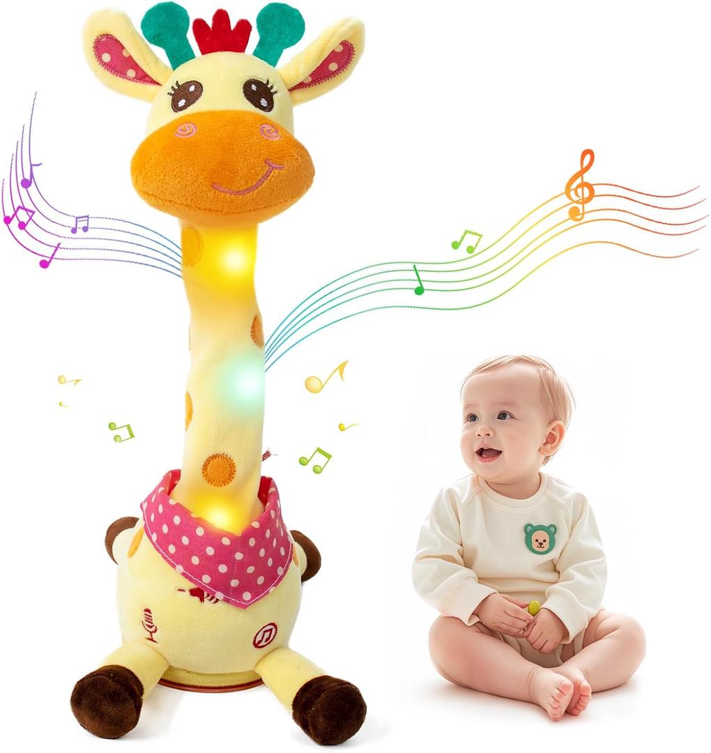 Emoin Dancing Giraffe Toy, Tanlking Giraffe Toys Musical Mimicking Toy, Singing 10 Pcs Songs for Baby Boys Girls, Repeating What You Say, Sing+Dancing+Recording+LED