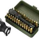 Tool Torx Bit Set 29-Piece, 2 In-1 Bits Ratchet, Flex Locking Head Design with 26-piece 1/4" Patent Bits, Magnetic Bit Holder, Stubby Handle and Compact Paint Metal Case, Multi-function