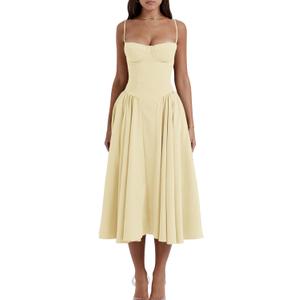 Womens Corset Dress Elegant Spaghetti Strap Midi Dress Flowy Pleated Hem Low Cut Prom Dresses Floral Bustier Dress (Medium) Womens Corset Dress Elegant Spaghetti Strap Midi Dress Flowy Pleated Hem Low Cut Prom Dresses Floral Bustier Dress (Medium)