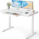 Marsail Standing Desk with Drawer, 48 x 24 inch Whole Piece Tabletop Electric Standing Desk, Height Adjustable Desk with USB Charging Ports, Sit Stand Desk with Storage for Home & Office White