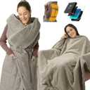 ZonLi Electric Wearable Heated Blanket, 2-in-1 Design Portable Cordless Heated Blankets Battery Operated Heated Shawl Blanket, Rechargeable Power Bank for Home, Office, Travel, Gift for Christmas