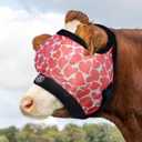 Harrison Howard Cattle Livestock Fly Mask Breathable Mesh Padded Edging with Fun Patterns Large Spacing Forelock Opening Design Adjustable Fit for Cattle Heart