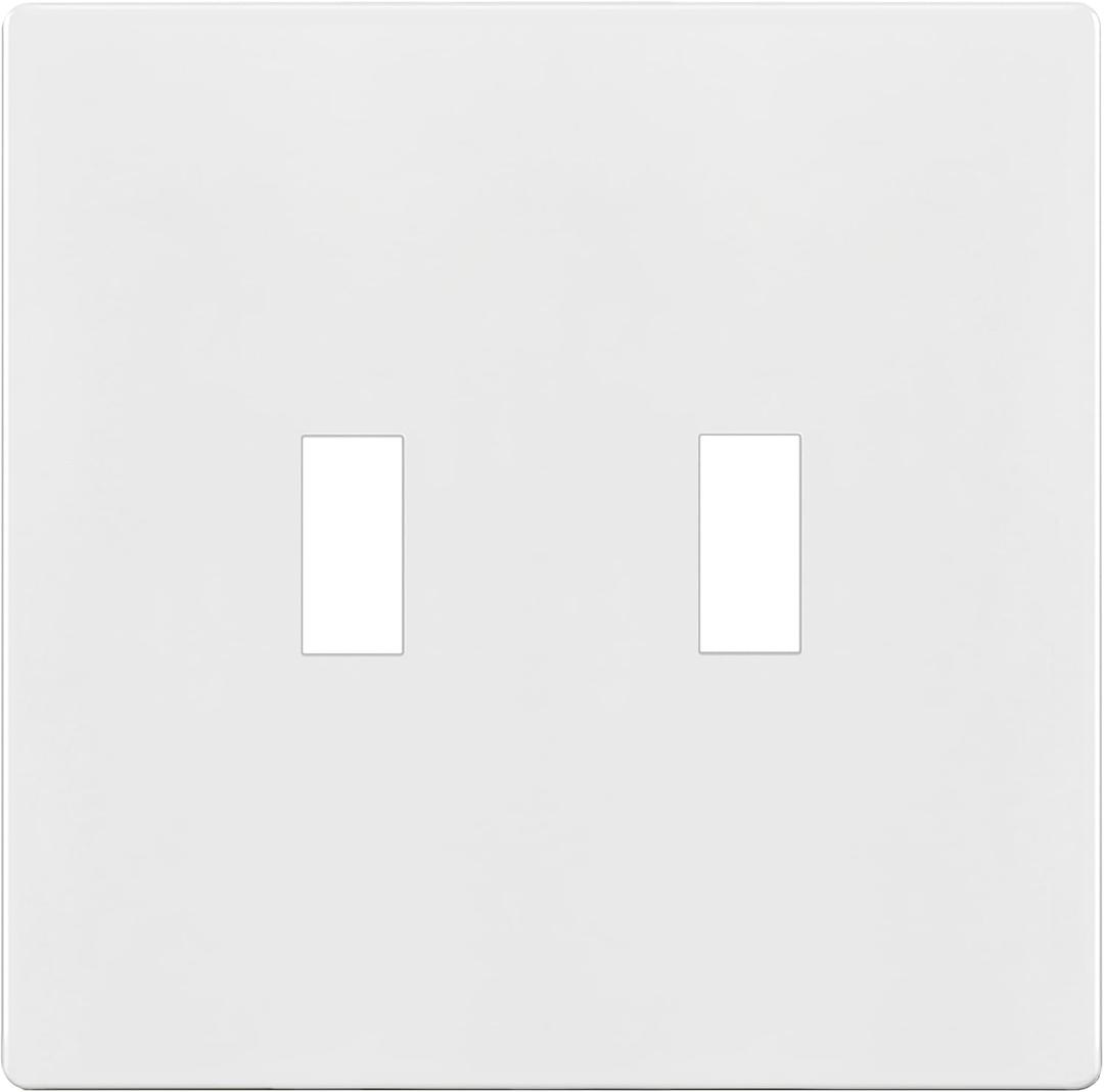 ENERLITES Screwless Double Toggle Switch Wall Plate, Child Safe Dual Light Switch Cover, Standard Size 2-Gang 4.68" x 4.73", Unbreakable Polycarbonate Thermoplastic, UL Listed, SI8812-W, Glossy, White
