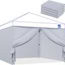 Fanpat Instant 10x10 Canopy Sidewalls for Pop Up Canopy, Waterproof UV Protection Fabric, 4 Packs Sidewalls with Zipper Door for Outdoor Events, Gray(4PCS Sidewalls Only, Canopy Tent Not Included)