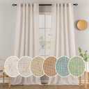 MIULEE Natural White Linen Curtains 90 Inch Long 2 Panels Set for Bedroom Living Room, Soft Thick Linen Textured Window Drapes Semi Sheer Light Filtering Rod Pocket Back Tab Farmhouse Cream Ivory