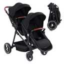 GAOMON Double Stroller Track Tandem Stroller for Infant and Toddler, Foldable Pushchair Bassinet Pram, Multi-Position Reversible & Adjustable Backrest, Large Storage Basket and Canopy (Black)