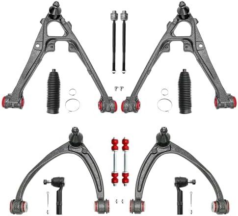 Front End 12pc Control Arms Suspension Kit for Chevy Silverado 1500,Suburban 1500,GMC Sierra 1500, Yukon XL 1500/Yukon, Avalanche, Tahoe, Cadillac Escalade ESV/EXT, 4 Tie Rods 2 Boots 2 Sway Bars