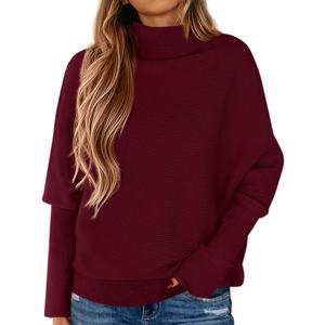 PRETTYGARDEN Fall Sweaters for Women 2026 Winter Clothing Batwing Sleeve Casual Loose Knit Turtleneck Sweater Holiday Outfits (M)