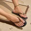 Flip Flops for Women Jelly Slim Thong Sandals Minimalist Essentials Flat Sandals Summer Beach Travel Walking Slides with Vegan Leather (7, Brown)