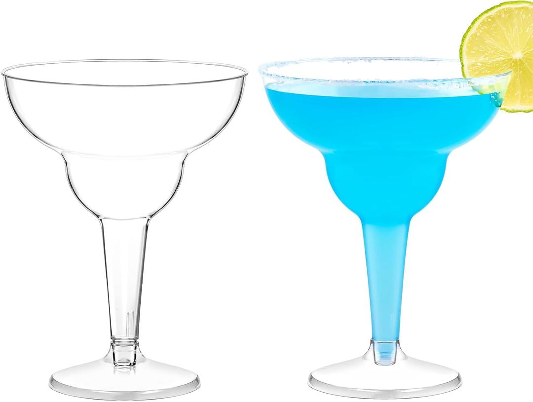 Kucoele 24 Pack Plastic Margarita Glasses, 12oz Disposable Cocktail Glasses Clear Party Cups for Wine, Champagne, Martini