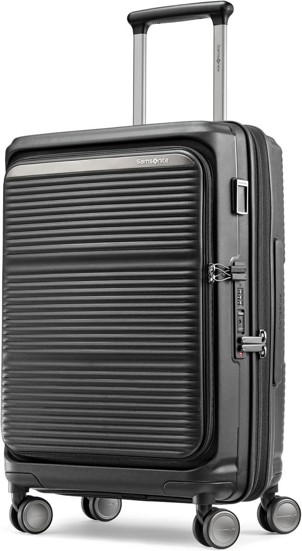 Samsonite Paralux Carry-On Luggage - Innovative Design - Quick Access Front Pocket - Dual Suspension Wheel Technology - TSA Lock - Expandable - Includes Removable Packing Cubes - Black, Carry-On Spinner
