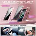 Privacy Case for iPhone 16 Pro Max with 360Stand [Built-in Anti Peeping Screen Protector] [Compatible with MagSafe] [Magnetic Ring ] Full Body Protective Phone Cover 6.9", Pink