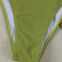 QJQ Women's Bandeau Swimsuits Strapless Tie Back Bikini Sets High Cut Cheeky 2 Piece Bathing Suit Swimwear (Green, M)