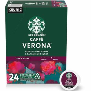 Starbucks K-Cup Coffee Pods, Dark Roast Hot or Iced Coffee, Caff Verona, 24 Keurig Pods (EXP 02/19/27)