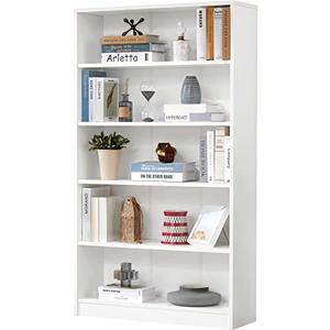 Farini White Bookshelf for Bedroom 5 Shelf Office Bookcase 60 Inches Tall Modern Wood Bookshelf for Living Room 5 Tier Wide Manga Bookshelf Library Bookcase