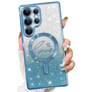 Fiyart Magnetic for Samsung Galaxy S25 Ultra Case Glitter Women 6.9"-Blue