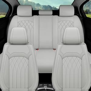 Car Seat Covers Full Set, 5 Seat Covers for Cars, Car Seat Protector Waterproof, Luxury Leather Car Seat Cushion, Car Seat Covers Front Seats and Back Fit for Most Cars (Gray, Full Set)