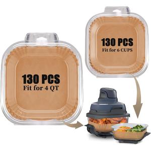 Air Fryer Liners Disposable for Ninja Crispi, 260 PCS Parchment Paper for Ninja Crispi 4-in-1 Portable Glass Air Fryer Cooking System, Non-Stick Airfryer Parchment Paper Liners for Ninja Crispy