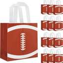 Hxezoc 12 Pieces Football Gift Bags with Handle, Reusable Non Woven Treat Goodie Bag Sport Favor Bags For Football Theme Birthday Party Decoration Supplies