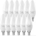 PARTPHONER E12 LED Light Bulbs B11 Candelabra Bulbs 60W Equivalent, Non-Dimmable 6W LED Candle Chandelier Bulb 600 Lumen, 5000K Daylight White, Pack of 12