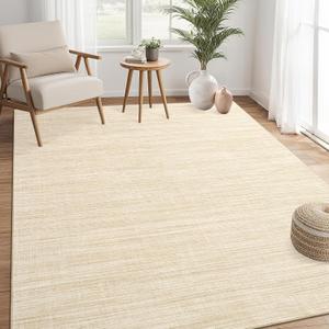 5x7 Washable Rugs Non Slip Minimalist Area Rug for Bedroom Soft Low Pile Solid Color Large Bedroom Throw Carpet Stain Resistant Classic Neutral Area Rug Plain Boho Rugs for Kitchen Nursery, Beige