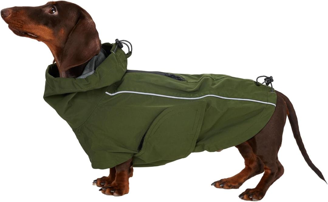 Waterproof Dog Raincoat, Hooded Raincoat for Dachshund Whippet Small Medium Large Dogs, Adjustable Dog Rain Coat Jacket (03(Dachshund 16-24lbs))