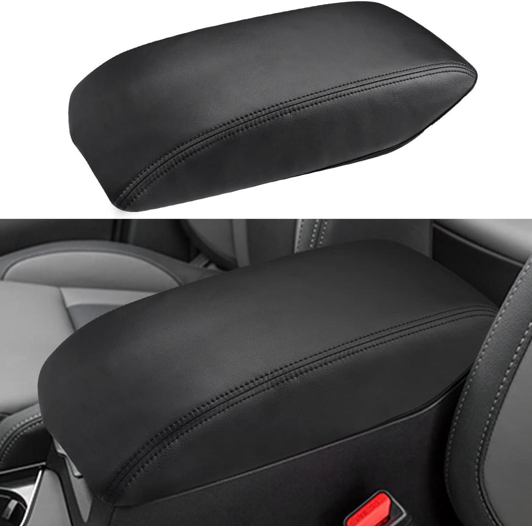 INTGET Center Console Armrest Cover for Subaru Ascent Accessories 2019-2024 2020 2021 2022 2023 Car Leather Middle Console Arm Rest Box Lid Seat Cover Protector Saver (Black Stitches, 2019+)
