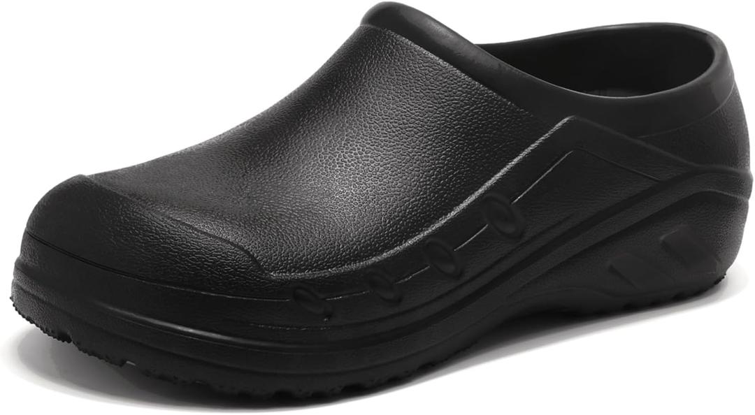 Chef Shoes Men Women Non Slip Work Shoes Water Proof Closed Toe Clogs for Nurse Kitchen Restaurant Food Service, Size 15 Women/13 Men (Black)
