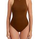 VEXELEA Women’s Basic Sexy Sleeveless Racer Back Halter Neck Bodysuits (M)