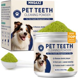 Dental Powder for Dogs Dog Teeth Cleaning Products Dog Tooth Cleaning Powder with Probiotics for Dogs Bad Breath Treatment Plaque and Tartar for Small Medium and Large Pet Dental Cleaner 120 Grams