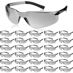 Queekay 30 Pairs Safety Glasses for Men Women Eyewear Protective Goggle Bulk Safety Glasses for Worker Laboratory Gardening (Gray)