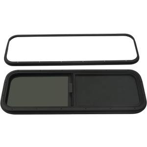 Vertical Sliding Black RV Window for Teardrop, Cargo, Horse Trailer, Marine Camper Window Replacement,42" Wide x 12" Tall